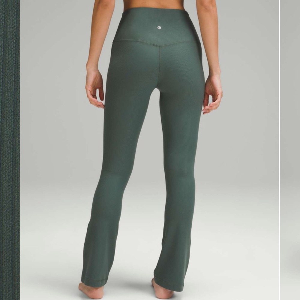 lululemon athletica High-Rise Flared Ribbed Leggings in Forest Green
